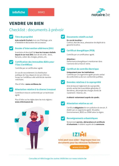 Infographie juridique détaillant les documents nécessaires à la vente d'un bien immobilier