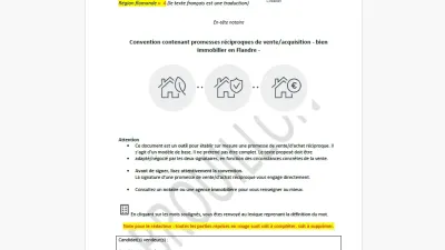 Promesse de vente-achat réciproque - Bien situé en région flamande